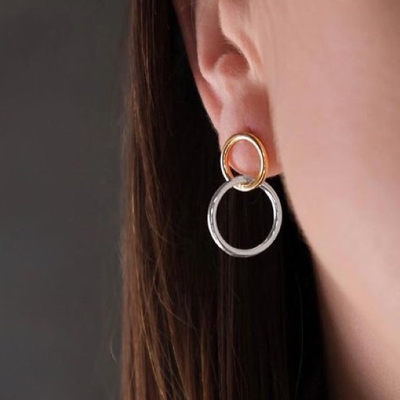 🔘Insta double circle gold / silver earrings - Picture 2 of 9